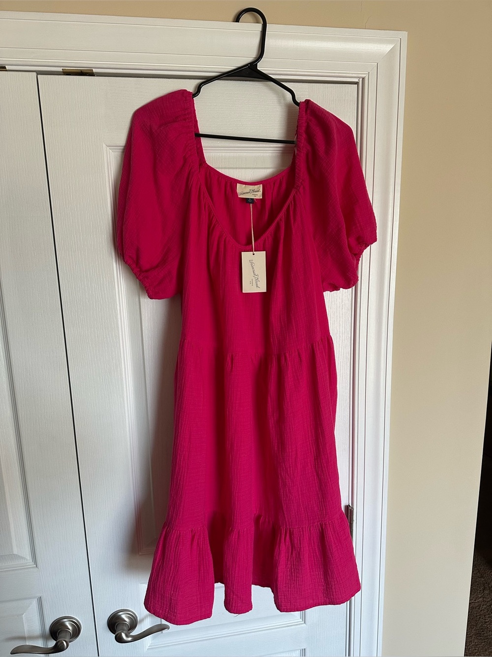 Universal Thread Puff Sleeve Tiered Gauze Dress